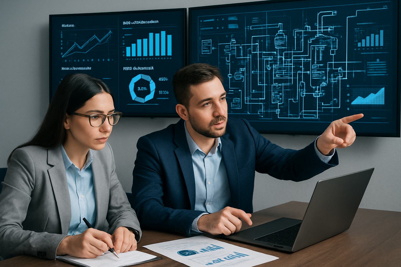 Consultants analyzing data and engineering systems for safer operations